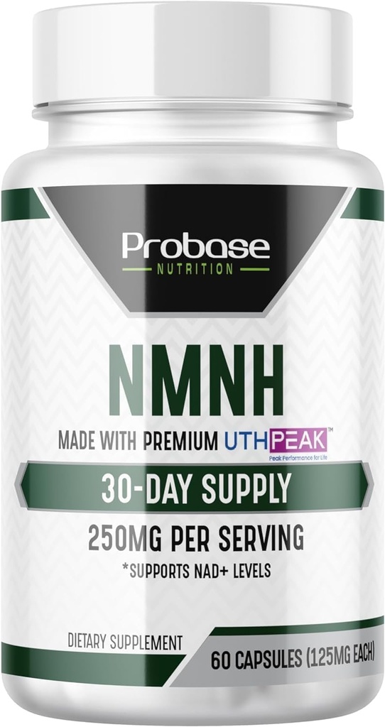 Uthpeak NMNH NAD 补充250mg - 健康衰老推荐剂量,认知功能支持的记忆焦点补充(60 Capsules) - NR,NAD,Quercetin和Fisetin的替代品