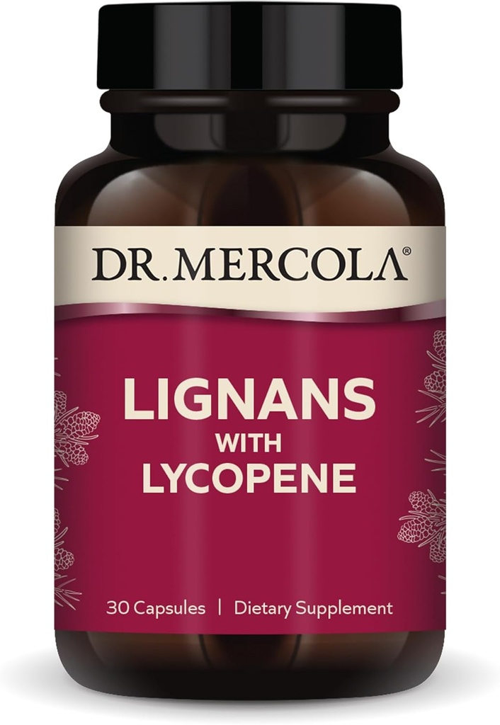 Mercola Lignans博士,配有Lycopene补充材料,30名服务员(30名卡普勒斯)、非转基因生物、大豆自由、Gluten自由