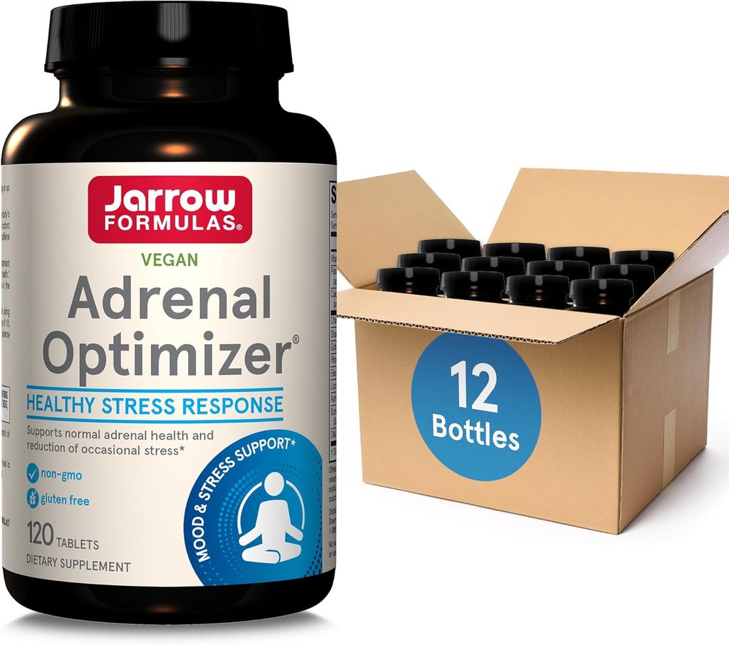 配有Ashwagandha、Chamomile和Schizandra摘录的 " Jarrow公式 " 肾上腺优化剂,支持减少偶尔的压力,120个维冈牌匾,60天供应(Pack OF12)