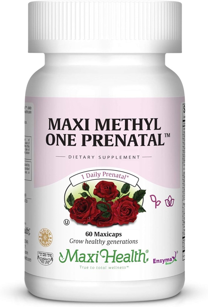 Maxi 一天一次的产前公式,带有甲基福拉特和温铁,60个