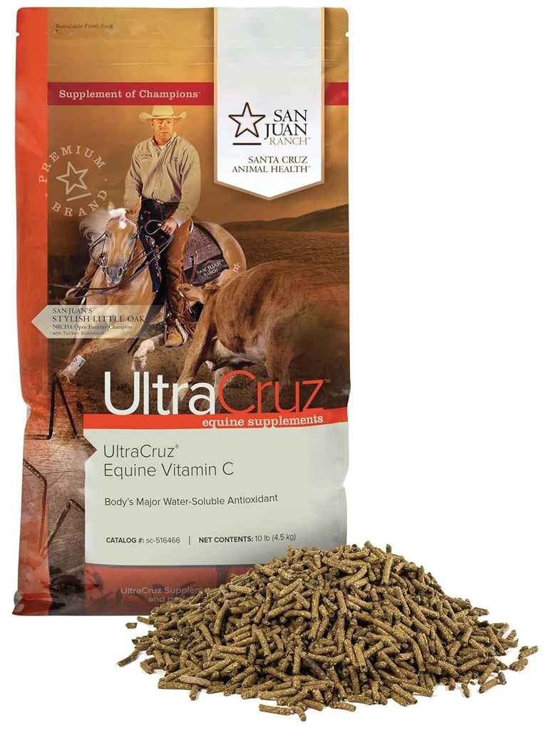超Cruz-516466 Equine Vitamin C(Ascorbic Acid) 马的补编,10磅,Pellet(80天供应)