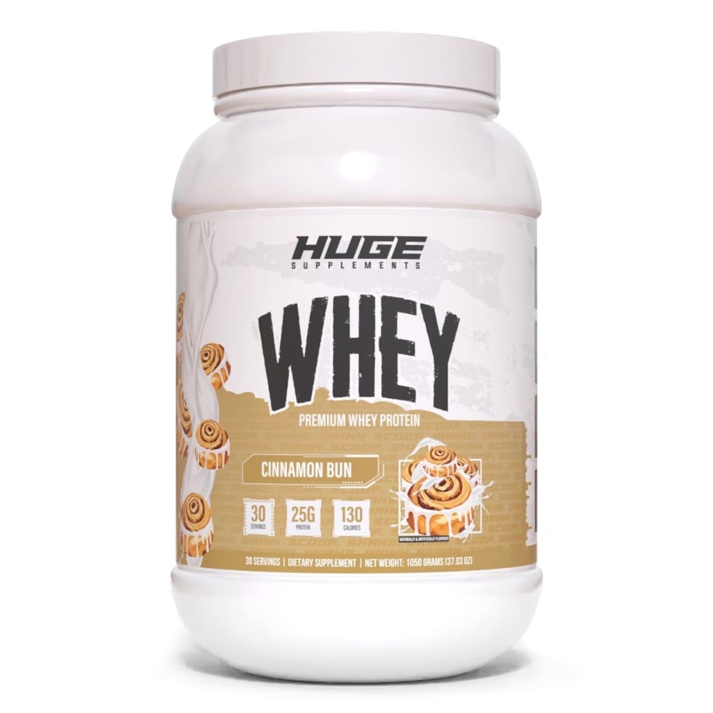 大型Whey,蛋白质增益粉,25g蛋白,12g EAAs,支持肌肉生长,性能和复苏(Cinnamon Bun,30 services)
