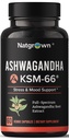 天然Ashwagandha KSM 66 补充600 mg - 压力、黏液和运动支持 - 有机KSM66 根提取法,5% Withanolides - Vegan Capsules - 60 Counter
