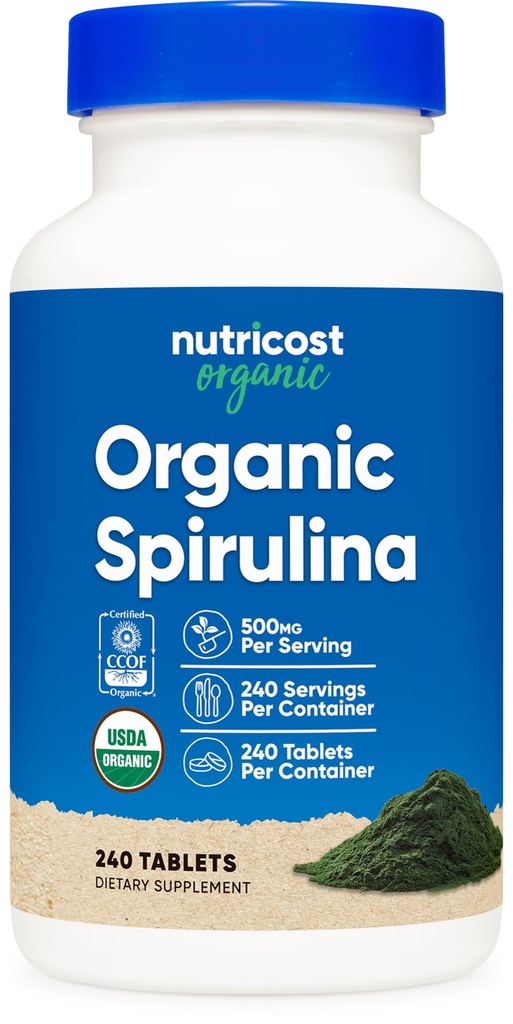 Nutricost 有机螺旋藻500毫克,240片-无胶原,非胶原