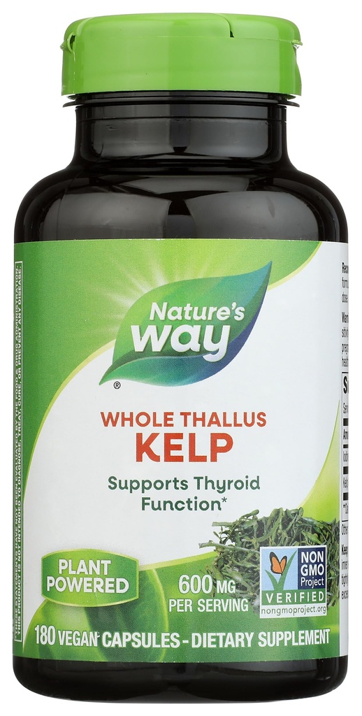 Natural's Way Kelp, 支持甲状腺功能*, 600 mg / service, 非 GMO 项目验证, 180 capsules (Package May Vary)