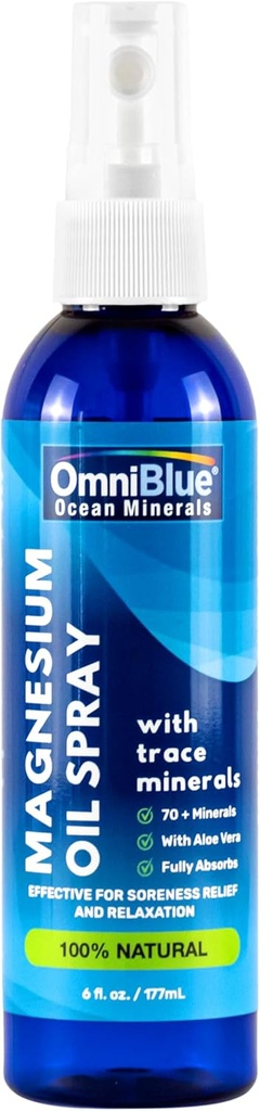 Omni蓝镁和大洋矿物喷洒 -- -- 专题、Ionic和生物可获取的追踪矿物 -- -- 治疗疼痛、溃疡、关节和睡眠 -- -- 喷洒加速,无刺 -- -- 美国制造(6oz)