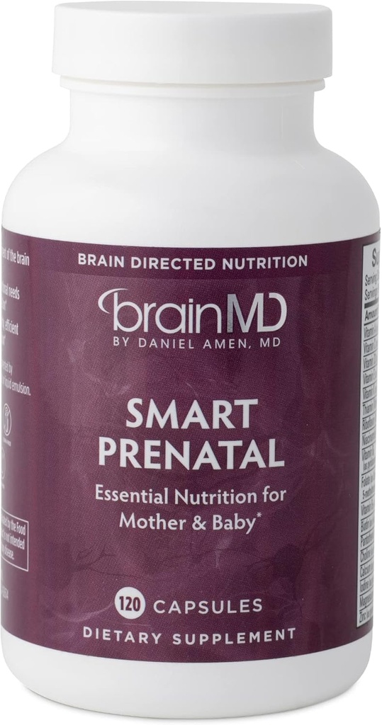 阿门·BrainMD博士 智能产前 - 120 Capsules - 母亲和婴儿的多维他明,促进婴儿的健康怀孕和成长与发展 - 免乳液 - 30名服务者