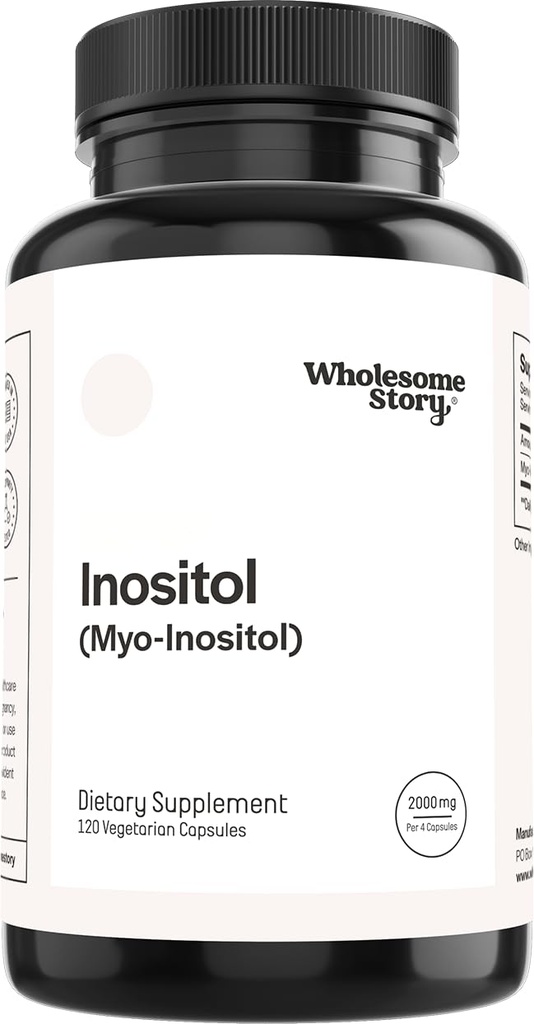 精致的故事 Myo-Inositol 补充 → Inositol 粉末 Capsules → Myoinositol → 2000mg Per service → 500mg Per Capsule → 男与女生育率补充 → 维生素 B8 → 120 Capsules