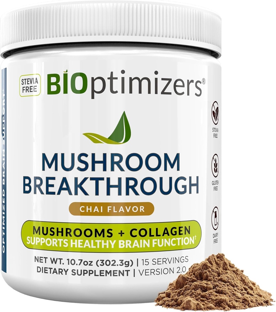 咖啡替代品 — 柴酒 — 狮子的玛恩、查加、Reishi + Collagen Peptides for Focus, Energy & Gut Health — 适应性蘑菇和MCT粉 — 15种服务
