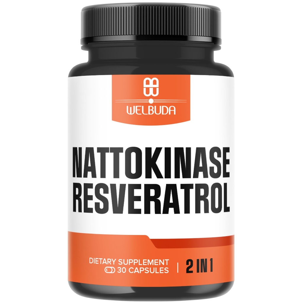 Nattokinase 补充 3300 mg 与跨Resveratrol - 支持豁免制度、健康心脏和身体平衡 - 30个服务