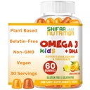 SHIFAA 营养 Halal Omega 3,用于有DHA Gummys的大脑发育,心脏和免疫支持,植物型,非GMO型,藻类型 DHA,Gluten & Gelatin型无菌儿童 Omega 3 Gummys,30种服务