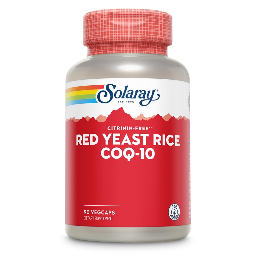 SOLARAY红酵母米加CoQ-10 & 无Flush Niacin维生素B-3,健康心脏和心血管支持,非辐照和Citrin免费,60天回钱担保,90次服务,90次Veg Caps