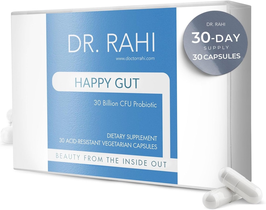 Rahi Probiotics博士 每日 DF 30亿 CMU Probiotic Gut 支持补编,30 酸耐力卡普苏尔, 消化卫生的Probiotics, Gut Health for Women/ Men, Support Gut Motility - Happy Gut