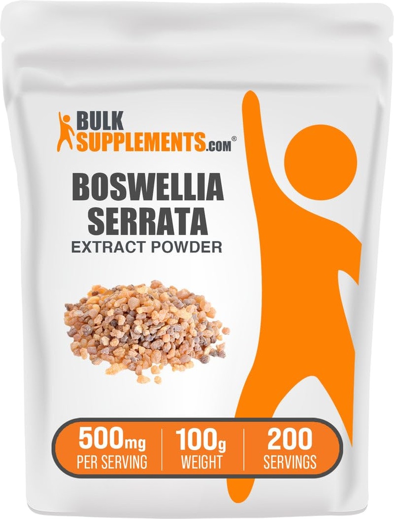 Bulk Assupports.com Boswellia Serrata 提取粉末 - Boswellia 补编,来自Frankincense Resin - Vegan & Gluten Free, 每架500mg, 100g (3.5 oz) (Pack of 1).