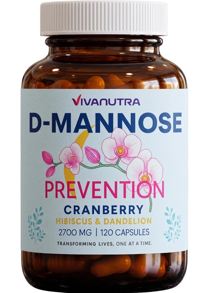 Cranberry D Mannose Capsules — D Mannose with Cranberry, Hibiscus & Dandelion, 2000 毫克/日 — 支持 Urinary Tract Health & Compfort — 120 Veggie Capsules (英语).