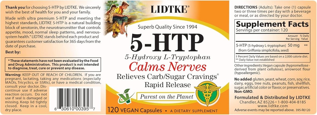 Lidtke 5-HTP 120 Capsules 饮食补编