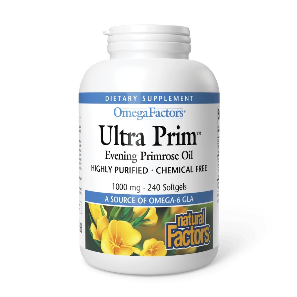 Omega因子 由自然因素构成,Ultra Prim Evening Primrose Oil, 与Omega-6 GLA一起促进妇女和免疫健康,240个软胶(240个服务)