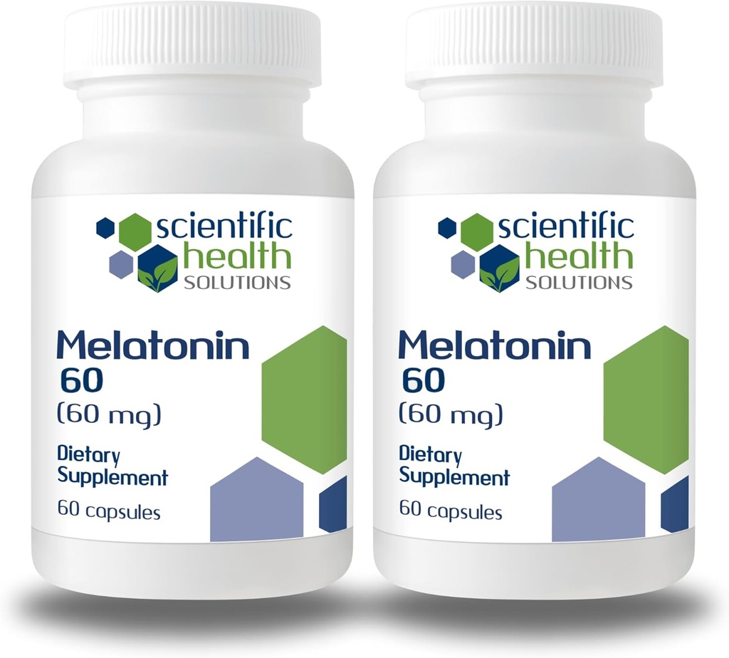 Melastonin 60mg QQ 高剂量的Melatonin 在易向吞的Capsules QQ Vegan, Non-GMO & Gluten-Free QQ US-Made Extra Trenge Melatonin (2-Pack) 中,