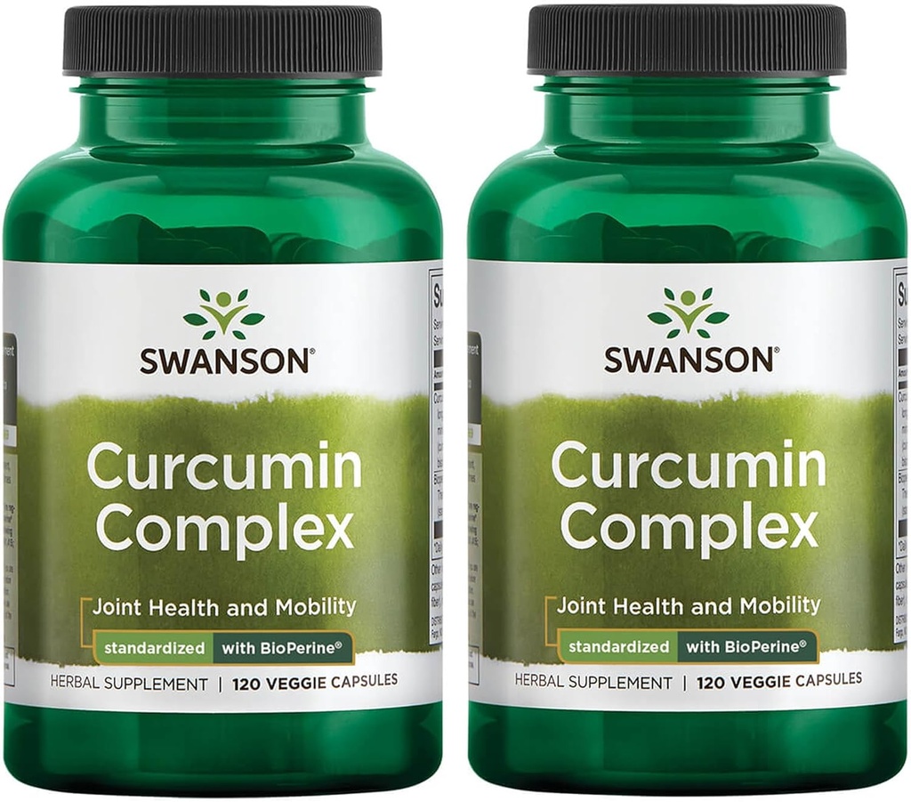 Swanson Crucumin 综合体 - 支持联合健康、流动和身体功能的草药补充剂 - 与最佳吸收生物Perine标准化 - (120 Veggie Capsules)(2包)