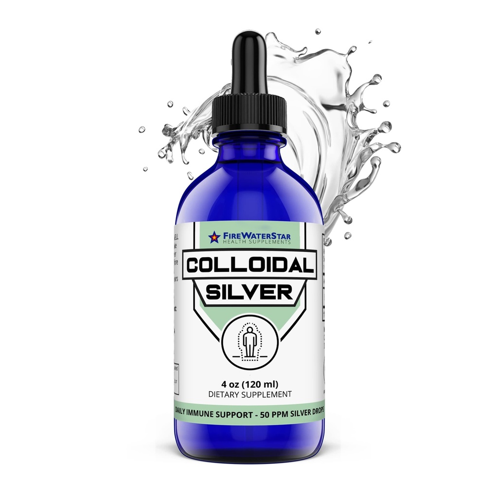FWS Colloidal Silver,液态银滴,99.99%纯银,4 oz玻璃瓶,60个服务(2个月供应),50ppm,专注于方便易用服务