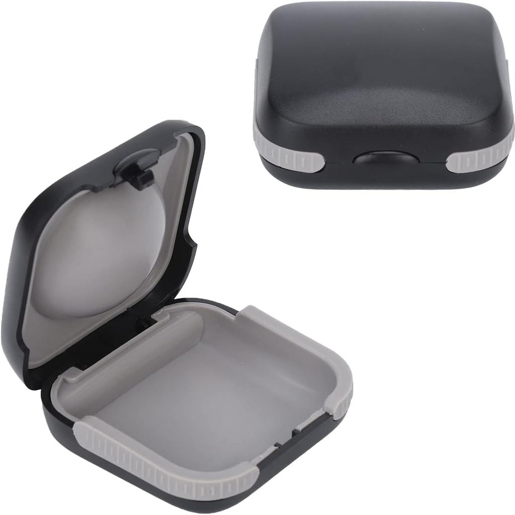 旅行助听器的防护箱 硬小防溅2.16"*2.04"*0.39" Cushioned Internal for 2 Audits, ITE, RIC, CIC (黑色)