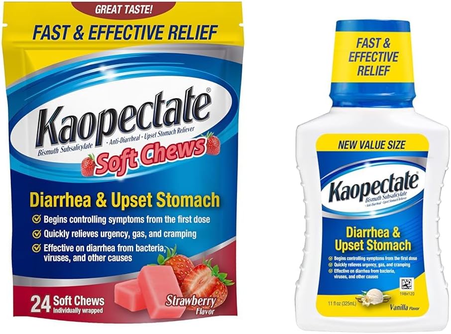 Kaopectate 抗腹泻 软壳 24 计数和倒胃液 11 Fl Oz