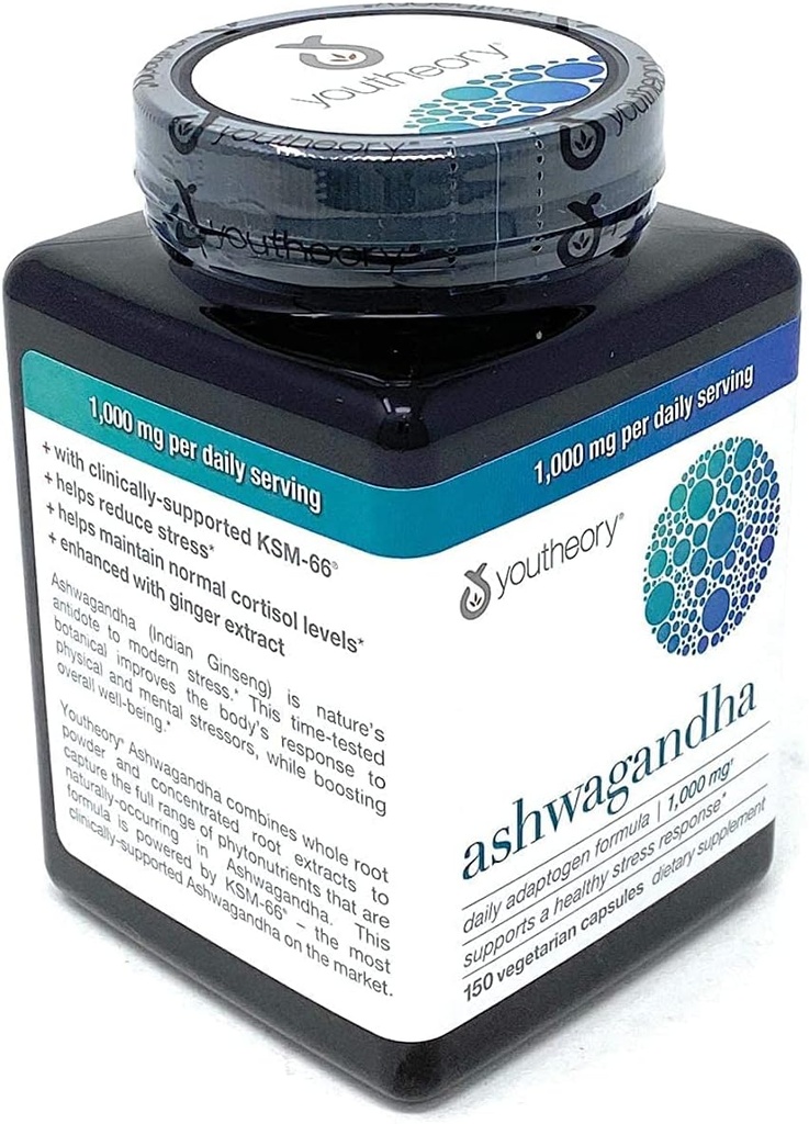 有机KSM-66 Ashwagandha 蔬菜补充150卡普尔,每天1 000毫克,帮助支持健康应激反应