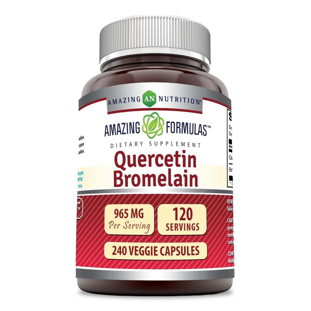 奇异营养 Quercetin 800 Mg 与 Bromelain 165 Mg Veggie Capsules Supplement QQ Non-GMO Gluten Free QQ 在美国制造 适合蔬菜(240个计数)