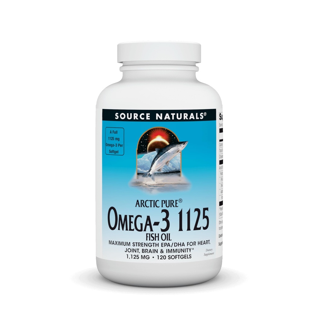 来源:北极自然Pure Omega-3鱼油 1125mg 超强概率最大EPA + 心脏、联合、大脑和免疫健康DHA - 120软胶