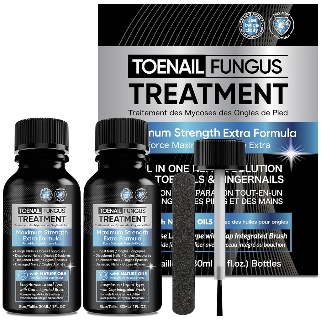 Toenail Fungus治疗外力2pcs x 30ml,Fungus Nail治疗外力,Fungus Fungus治疗外力为Tonail,Toe Nail Fungus治疗外力为损伤和涂色.