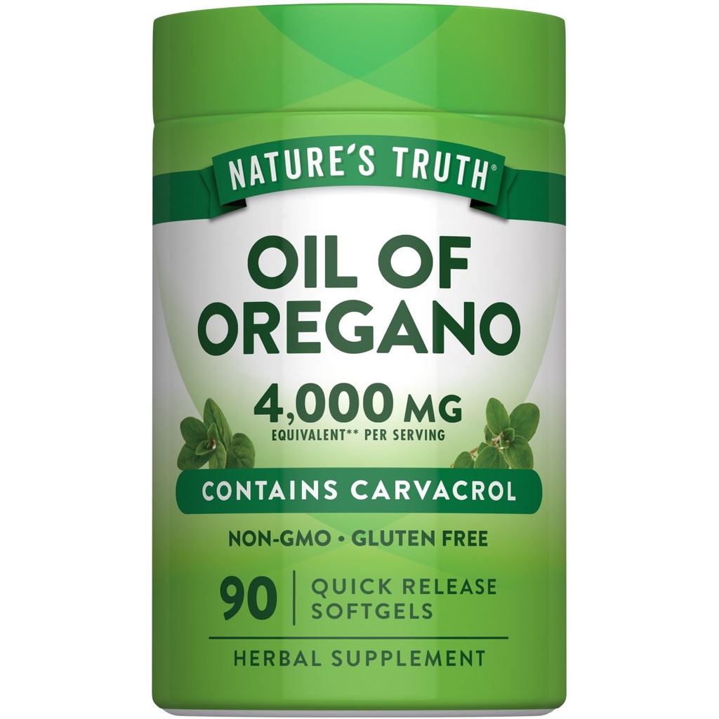 大自然的真相 Oregano 油软胶 | 90 药丸 | 含 Carvacrol | Non-GMO & Gluten 免费补充品