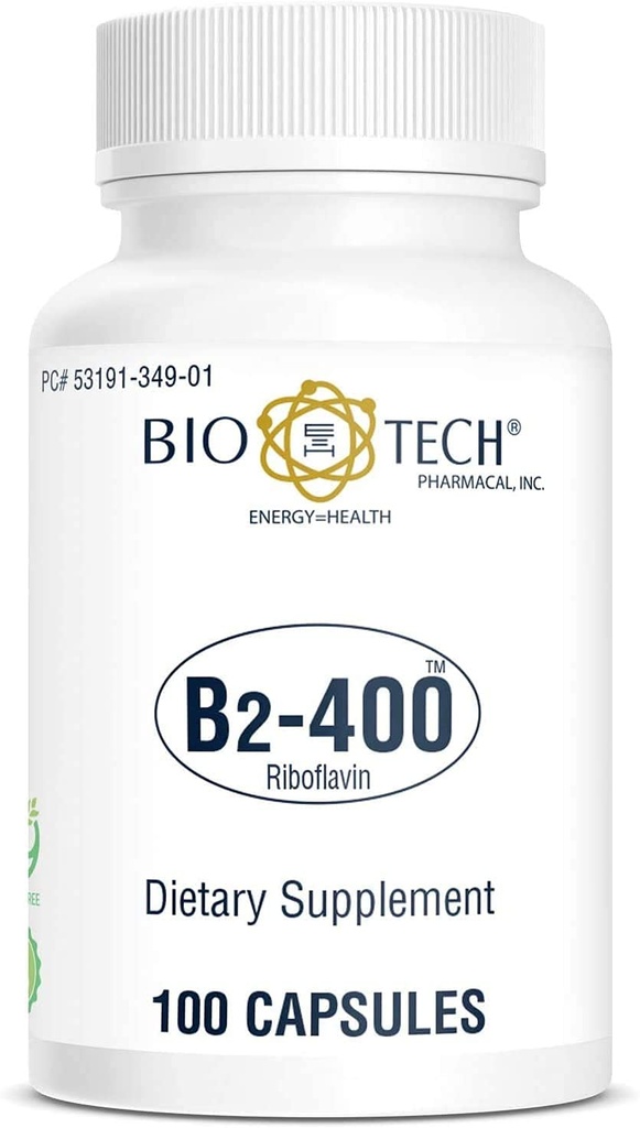 B2-400,100 Capsules – 全自然补充 – 支持清晰度和生产率 – 不奶,鱼,格鲁滕,花生,壳鱼,GMOS, & Soy – 不人工颜色