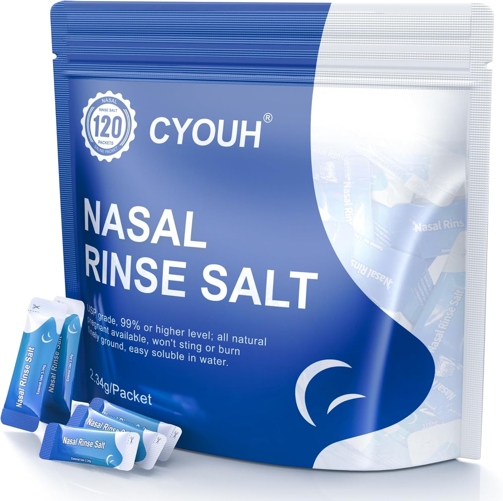 120PCS 盐盐盐盐袋 Sinus Nasal Rinse for Neti Pot, 个人包装 2.34G 鼻洗灌溉系统 Nose 清洁盐袋