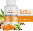 Cumargold 570mg Curcuminoids Turmeric Curcumin 配有 Piperine, Licorice Root & Aloe Vera - 高概率天然井盖(30个计数)