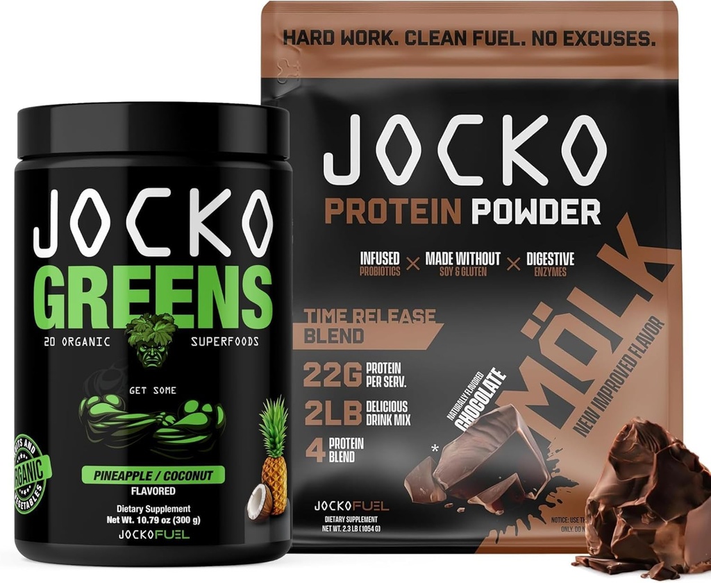 Jocko Fuel 2 Pack Bundle - Jocko Greens 粉末+巧克力 Mölk蛋白粉