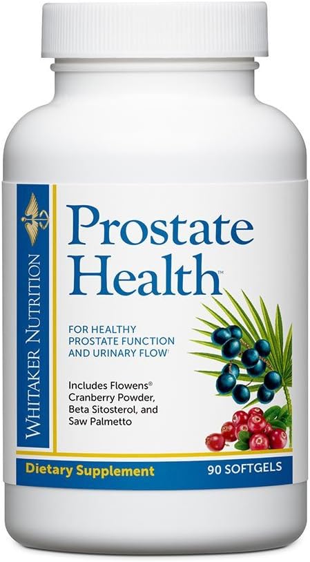 Whitaker博士的“前列腺健康”与“Saw Palmetto提取”、“Flowens Cranberry粉末”和“Beta Sitosterol”用于支持前列腺功能、“Bladder健康”和“促进峰值尿液流动”,90个软胶