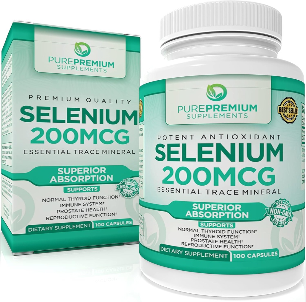 纯纯硒200mcg 补充 - L Selenomethionine 基本矿物 - 日常支持正常甲状腺素,免疫系统 - 正常前列腺功能 - 3个月供应 - 100卡普尔