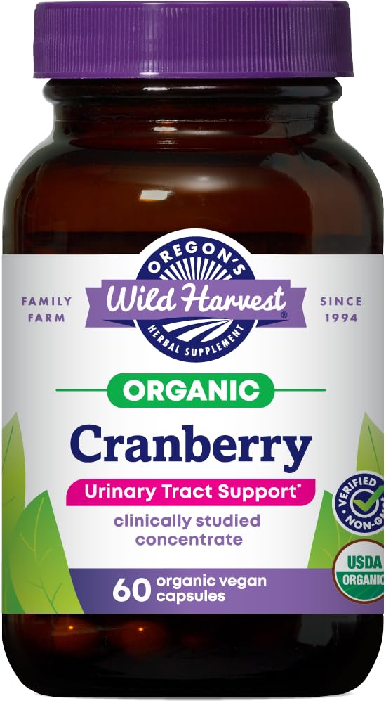 俄勒冈州野生收获非GMO Gluten-Free Cranberry,有机草药补充品,60 Counter