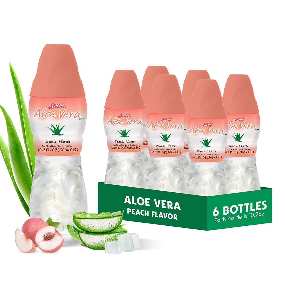Aloe vera 果汁(桃味)加大块纯亚油浆(6包) 以植物为原料的汁液对水利作用很大,含有大豆浆. 对成年人和孩子来说是健康的