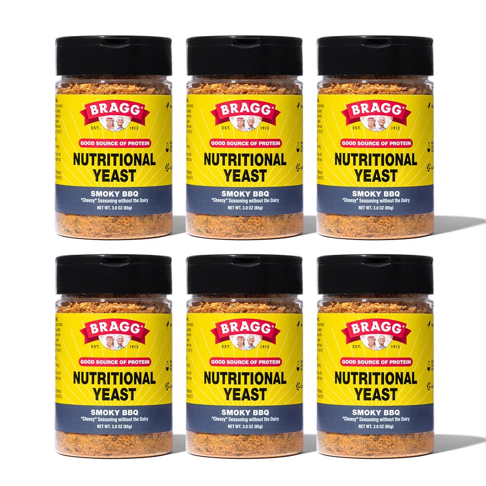 Bragg 营养 Yeast Smokey BBQ Seasoning - (6 Pack) 3 oz - 奶油-免费帕梅桑奶酪代用品 - 适合萨拉德,帕斯塔斯,爆米花和更多