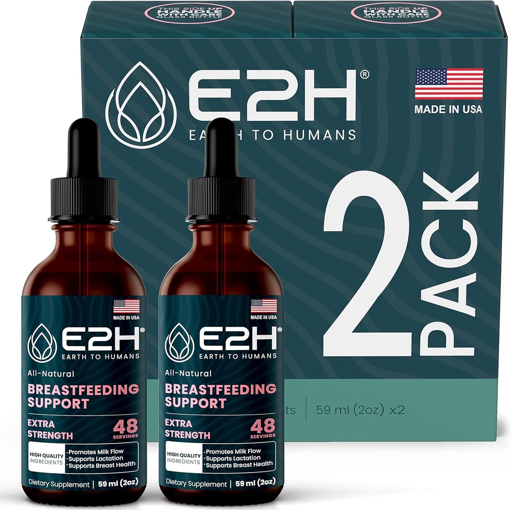 E2H 母乳喂养补充和哺乳支助 -- -- 液体哺乳补充 -- -- 包含Fenugreek、Milk Thetle、Fennel和更多 -- -- 无酒精 -- -- Vegan(2瓶)