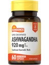 Sundance Ashwagandha 920mg + + 60 Capsules + 超级集中 + 传统 Ayurvedic herb → 非 GMO, Gluten 免费补充
