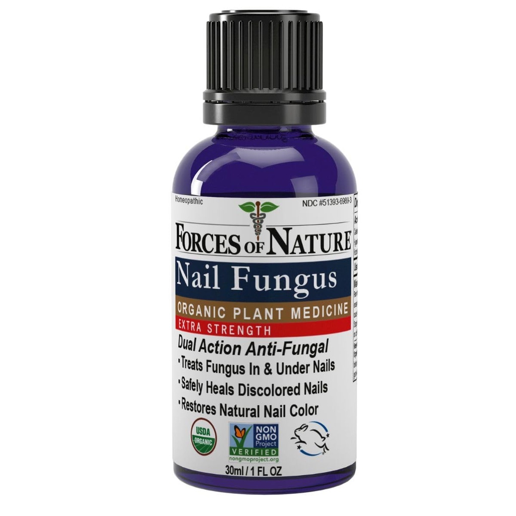 天然力量Toenail Nail Fungus 治疗外力,有机抗菌还原Toenails和Fingernails外观,破碎、干燥和损坏的Homopathic Medicine,1.0 FL OZ