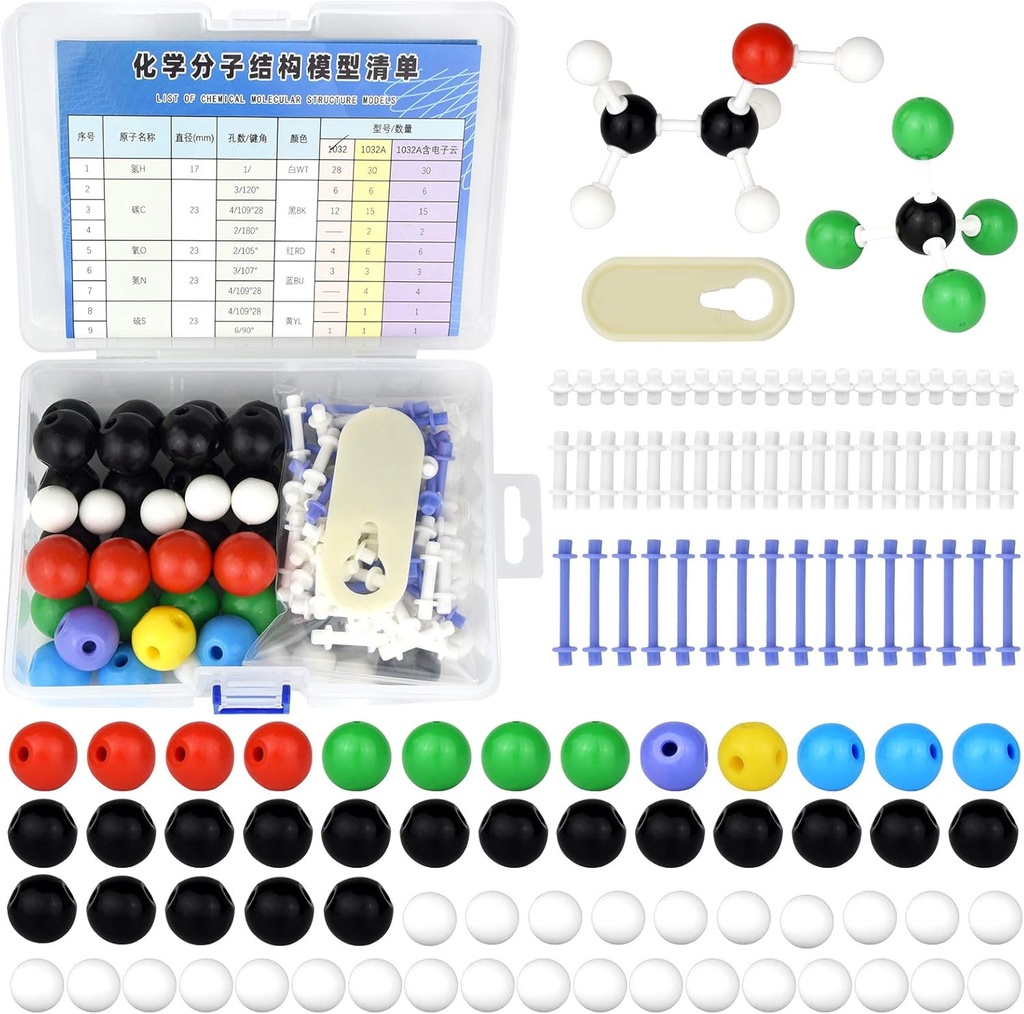 136pcs 学生和教师无机有机化学和有机学术化学教育的有机化学分子模型集 59原子与76链接键与1链接原子离子