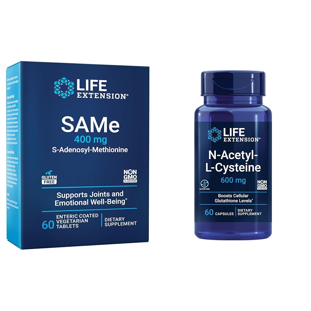 寿命延长相同 400mg & N-乙酰-L-Cysteine 600mg - 60 Counter Liver, 联合和免疫支持