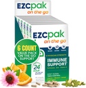 EZC Pak On The Go Immune System 助推器 Echinacea,维生素C,锌,免疫支持补充剂,成人维生素豁免,旅行友好包装,蔬菜,无葡萄糖-包6