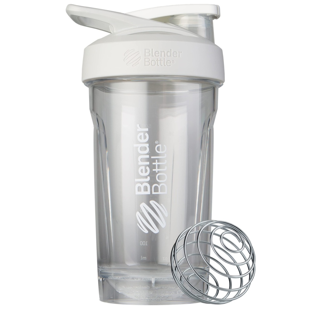 BlenderBottle Sport Shaker 瓶装有 Whisk, 24 Ounce, 白色 – 运动员和适配器的蛋白质摇摆和水分, 易混合, 耐用和轻量级, 可锁定的 Lid