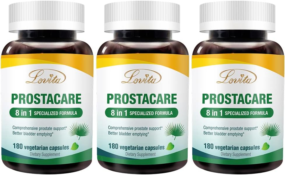 洛维塔前列腺保健,Saw Palmetto 500mg, Stinging Nettle, 正常尿液频率的Lycopene,180 Veggie Capsules(包3)的独家前列腺补充剂。