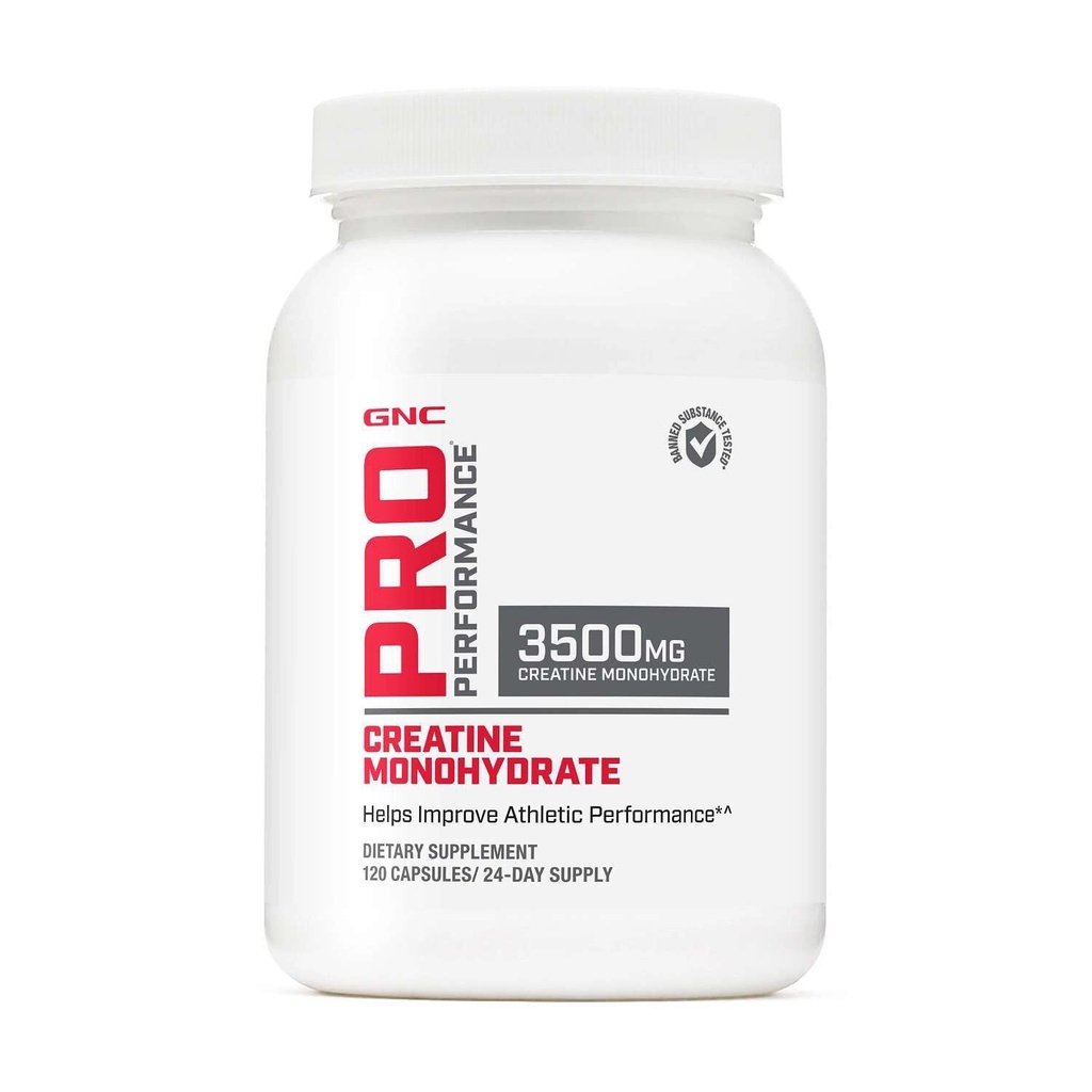 GNC Pro 性能 Creatine Monohydrate 3.5g 补充,改进肌肉建筑、耐力和性能,120卡普勒,24个服务