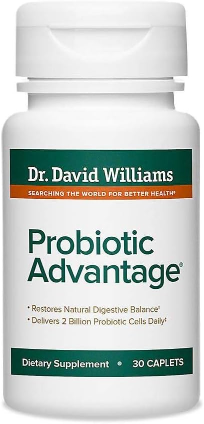 David Williams博士的Probiotic 优点补编,配有7种独特的草条和专利技术,用于提供Probiotics Alive(30小卡)
